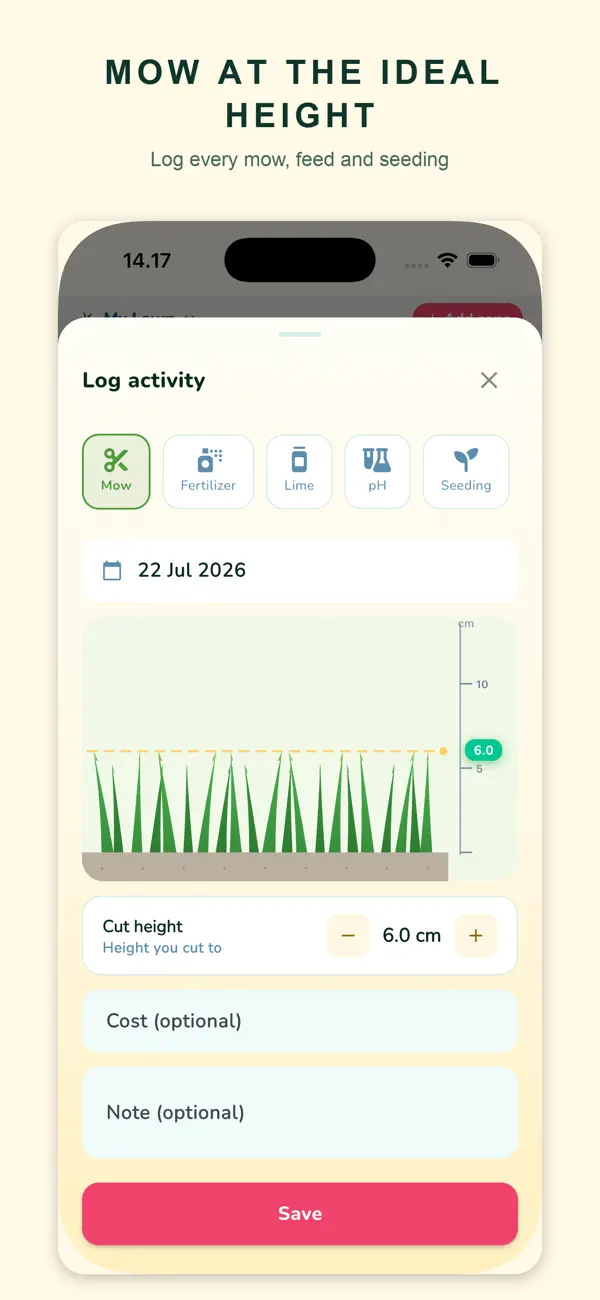 Log every mow, feed and seeding