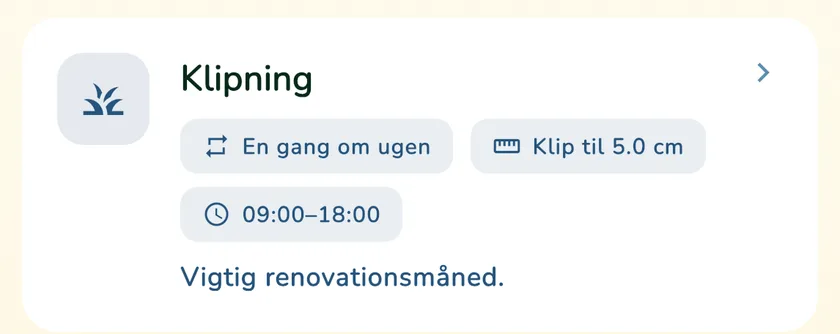 Klippekortet i kalenderen i What a Green Lawn for en plæne i Aarhus i september