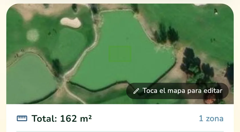 Superficie de césped medida en la app What a Green Lawn para un césped en Madrid