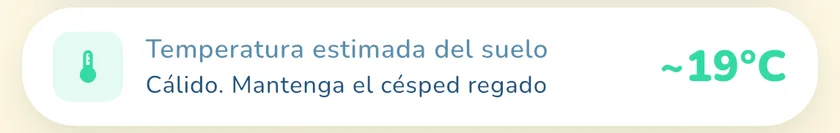 Temperatura estimada del suelo en la app What a Green Lawn para un césped en Madrid