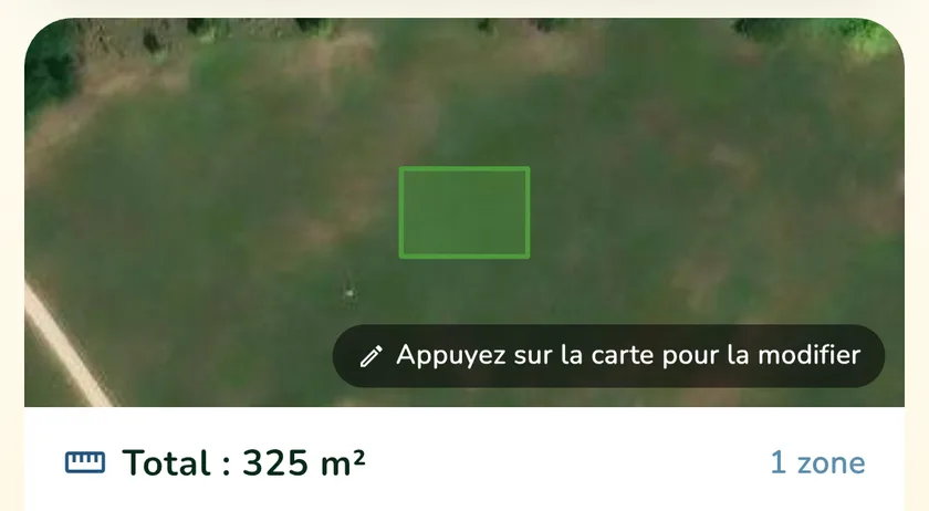 Surface de pelouse mesurée dans l’appli What a Green Lawn pour un jardin à Lyon