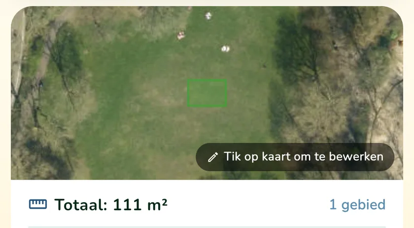 Opgemeten gazon in de app What a Green Lawn voor een tuin in Utrecht