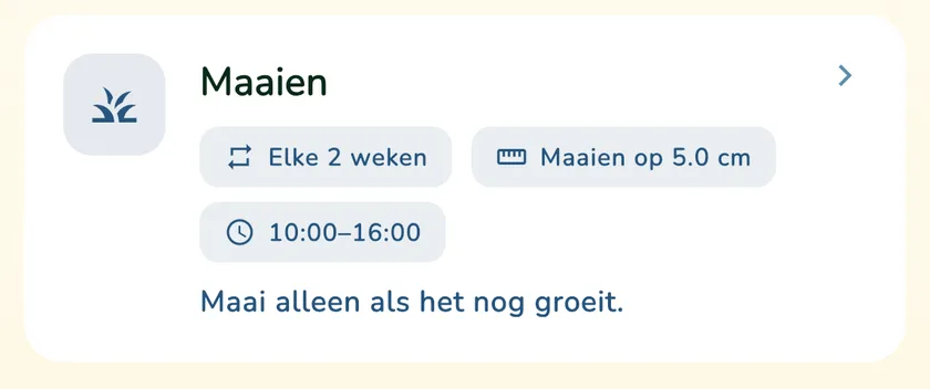 Maaikaart in de kalender van de app What a Green Lawn voor een gazon in Utrecht in oktober