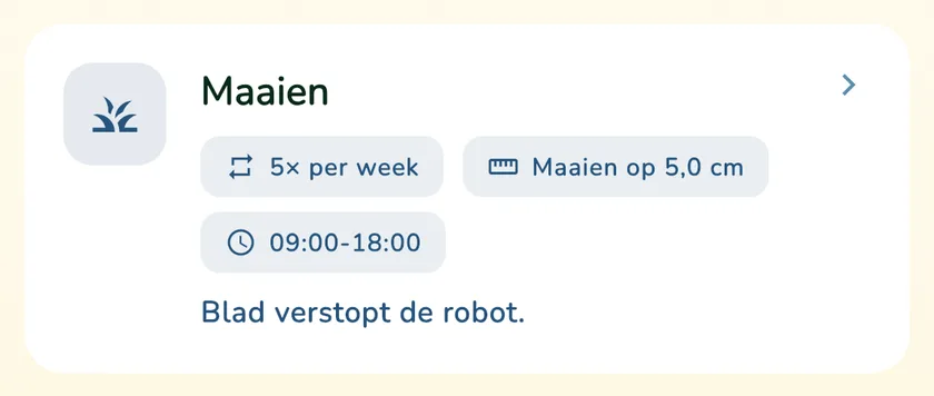 Maaikaart voor een robotmaaier in de kalender van de app What a Green Lawn voor een gazon in Utrecht