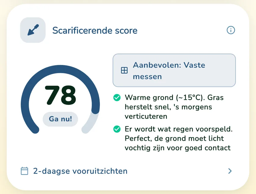 Verticuteerscore 78 in de app What a Green Lawn voor een gazon in Utrecht