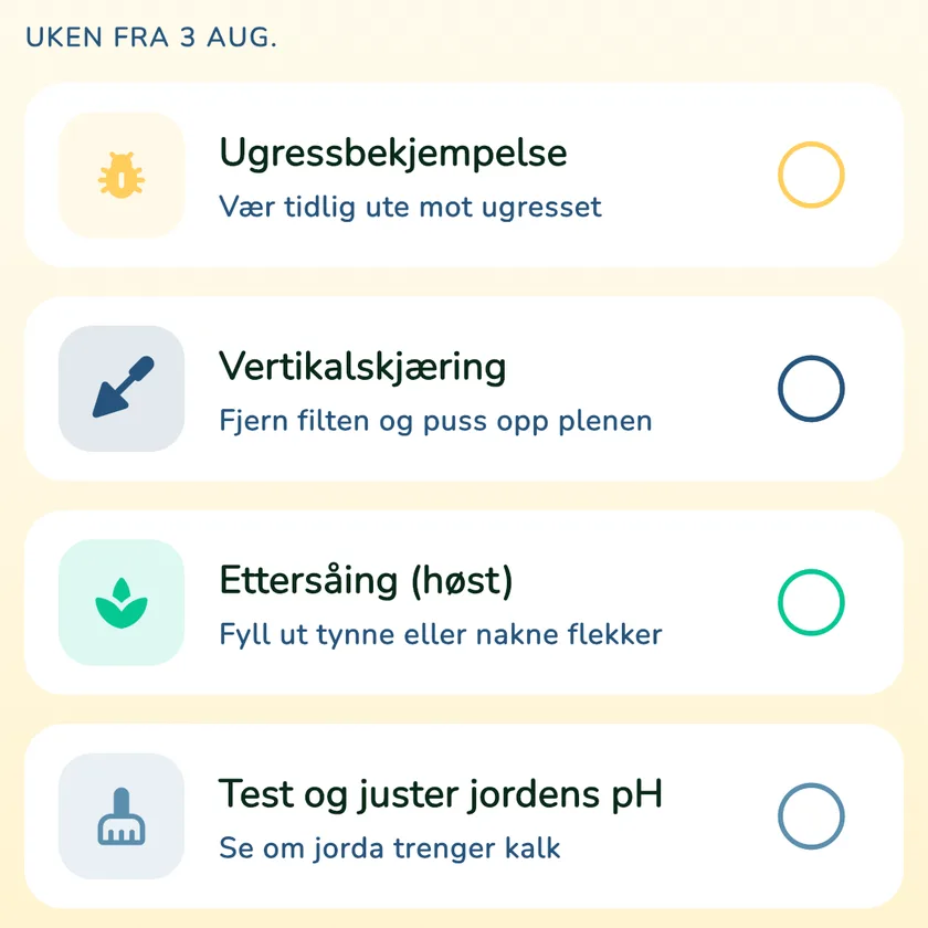 Kalenderoppgaver i appen What a Green Lawn for en plen i Oslo