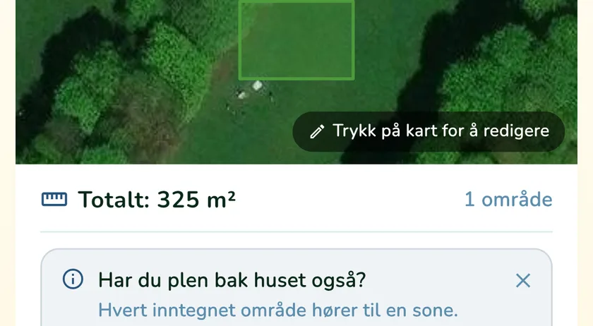 Oppmålt plen i appen What a Green Lawn for en hage i Oslo