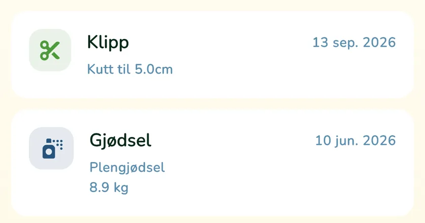 Logg i appen What a Green Lawn med klipping og gjødsling