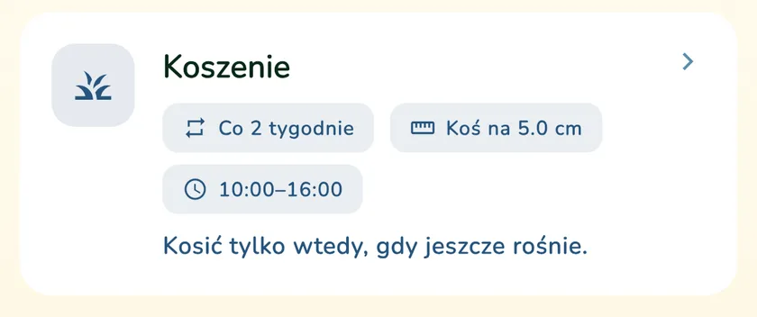 Karta koszenia w kalendarzu aplikacji What a Green Lawn dla trawnika w Krakowie w październiku