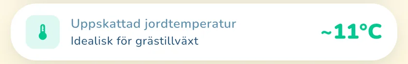 Uppskattad marktemperatur i appen What a Green Lawn för en gräsmatta i Göteborg