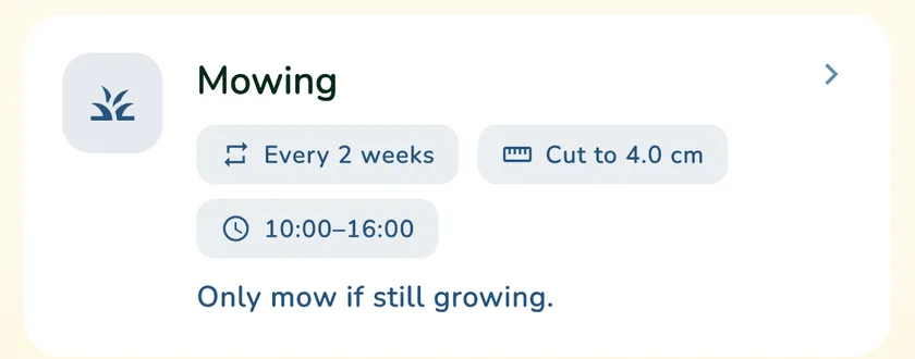 Mowing card in the What a Green Lawn calendar for a Manchester lawn in October