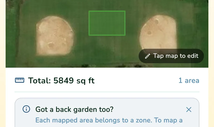 Mapped lawn area in the What a Green Lawn app for a lawn in Chicago